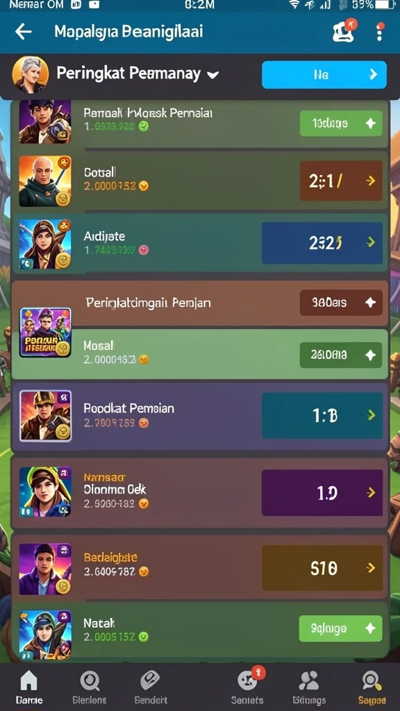 Leaderboard yang menampilkan peringkat pemain terbaik.